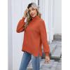 imageZeagoo Womens Turtleneck Sweater 2025 Fall Winter Chunky Knit Sweaters Casual Side Slit Pullover Jumper TopOrange