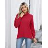imageZeagoo Womens Turtleneck Sweater 2025 Fall Winter Chunky Knit Sweaters Casual Side Slit Pullover Jumper TopRed