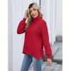 imageZeagoo Womens Turtleneck Sweater 2025 Fall Winter Chunky Knit Sweaters Casual Side Slit Pullover Jumper TopRed