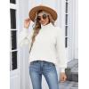 imageZeagoo Womens Turtleneck Sweater 2025 Fall Winter Chunky Knit Sweaters Casual Side Slit Pullover Jumper TopWhite