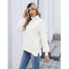 imageZeagoo Womens Turtleneck Sweater 2025 Fall Winter Chunky Knit Sweaters Casual Side Slit Pullover Jumper TopWhite