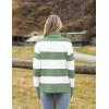 imageZeagoo Womens Turtleneck Sweater 2025 Fall Winter Chunky Knitted Pullover High Low Hem Trendy Basic Jumper TopGreen Stripe