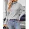 imageZeagoo Womens Turtleneck Sweater Fall Winter 2025 Long Sleeve Chunky Knitted Trendy Pullover TopsGray