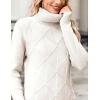 imageZeagoo Womens Turtleneck Sweater Fall Winter 2025 Long Sleeve Chunky Knitted Trendy Pullover TopsWhite