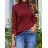 imageZeagoo Womens Turtleneck Sweater Fall Winter 2025 Long Sleeve Chunky Knitted Trendy Pullover TopsWine Red