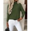 imageZeagoo Womens Turtleneck Sweater Long Sleeve Spilt Hem Casual Knit Pullover Chunky Fall Winter Jumper Top 2025Army Green