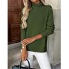 imageZeagoo Womens Turtleneck Sweater Long Sleeve Spilt Hem Casual Knit Pullover Chunky Fall Winter Jumper Top 2025Army Green