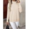 imageZeagoo Womens Turtleneck Sweater Long Sleeve Spilt Hem Casual Knit Pullover Chunky Fall Winter Jumper Top 2025Beige