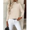 imageZeagoo Womens Turtleneck Sweater Long Sleeve Spilt Hem Casual Knit Pullover Chunky Fall Winter Jumper Top 2025Beige