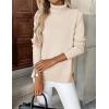 imageZeagoo Womens Turtleneck Sweater Long Sleeve Spilt Hem Casual Knit Pullover Chunky Fall Winter Jumper Top 2025Beige