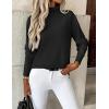 imageZeagoo Womens Turtleneck Sweater Long Sleeve Spilt Hem Casual Knit Pullover Chunky Fall Winter Jumper Top 2025Black