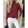imageZeagoo Womens Turtleneck Sweater Long Sleeve Spilt Hem Casual Knit Pullover Chunky Fall Winter Jumper Top 2025Deep Red