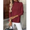 imageZeagoo Womens Turtleneck Sweater Long Sleeve Spilt Hem Casual Knit Pullover Chunky Fall Winter Jumper Top 2025Deep Red