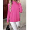 imageZeagoo Womens Turtleneck Sweater Long Sleeve Spilt Hem Casual Knit Pullover Chunky Fall Winter Jumper Top 2025Hot Pink