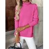 imageZeagoo Womens Turtleneck Sweater Long Sleeve Spilt Hem Casual Knit Pullover Chunky Fall Winter Jumper Top 2025Hot Pink