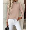 imageZeagoo Womens Turtleneck Sweater Long Sleeve Spilt Hem Casual Knit Pullover Chunky Fall Winter Jumper Top 2025Khaki