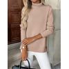 imageZeagoo Womens Turtleneck Sweater Long Sleeve Spilt Hem Casual Knit Pullover Chunky Fall Winter Jumper Top 2025Khaki