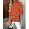 imageZeagoo Womens Turtleneck Sweater Long Sleeve Spilt Hem Casual Knit Pullover Chunky Fall Winter Jumper Top 2025Orange