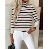imageZeagoo Womens Turtleneck Sweater Long Sleeve Spilt Hem Casual Knit Pullover Chunky Fall Winter Jumper Top 2025Tw5stripe