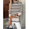 imageZeagoo Womens Turtleneck Sweater Long Sleeve Spilt Hem Casual Knit Pullover Chunky Fall Winter Jumper Top 2025Tw5stripe