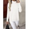 imageZeagoo Womens Turtleneck Sweater Long Sleeve Spilt Hem Casual Knit Pullover Chunky Fall Winter Jumper Top 2025White