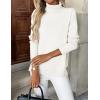 imageZeagoo Womens Turtleneck Sweater Long Sleeve Spilt Hem Casual Knit Pullover Chunky Fall Winter Jumper Top 2025White