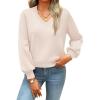 imageZeagoo Womens 2025 Fall VNeck Cropped Sweater Trendy Long Latern Sleeve Ribbed Knit Pullover Crop TopsApricot