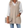imageZeagoo Womens Sweater Vest 2025 Oversized Sleeveless V Neck Pullovers with Pocket Knitted Fall OutfitsApricot