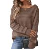imageZeagoo Womens Sweaters Cute Long Sleeve Off The Shoulder Pullover Tops Hollow Out Crochet Dressy Casual OutfitsAdark Brown