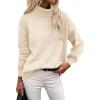 imageZeagoo Womens Turtleneck Sweater 2025 Fall Winter Chunky Knit Sweaters Casual Side Slit Pullover Jumper TopBeige