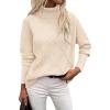imageZeagoo Womens Turtleneck Sweater Fall Winter 2025 Long Sleeve Chunky Knitted Trendy Pullover TopsBeige