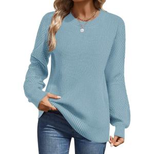 imageZeagoo Womens Fall Tops 2025 Fashion V Neck Long Sleeve Pullover Sweater SXXLBlue