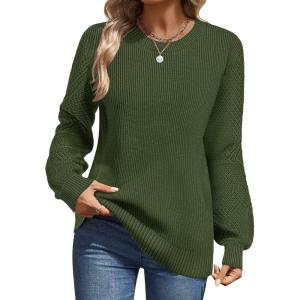 imageZeagoo Womens Fall Tops 2025 Fashion V Neck Long Sleeve Pullover Sweater SXXLDark Green
