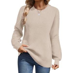 imageZeagoo Womens Fall Tops 2025 Fashion V Neck Long Sleeve Pullover Sweater SXXLGray