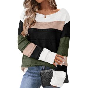 imageZeagoo Womens Sweaters Cute Long Sleeve Off The Shoulder Pullover Tops Hollow Out Crochet Dressy Casual OutfitsMultigreen