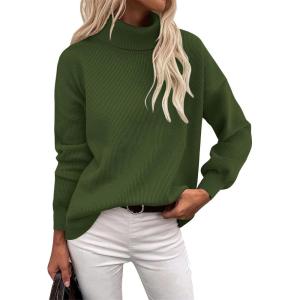 imageZeagoo Womens Turtleneck Sweater 2025 Fall Winter Chunky Knit Sweaters Casual Side Slit Pullover Jumper TopArmy Green