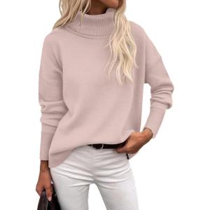 imageZeagoo Womens Turtleneck Sweater 2025 Fall Winter Chunky Knitted Pullover High Low Hem Trendy Basic Jumper TopApricot