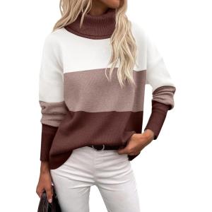 imageZeagoo Womens Turtleneck Sweater 2025 Fall Winter Chunky Knitted Pullover High Low Hem Trendy Basic Jumper TopMulticolored