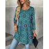 imageZeagoo Women Tops 34 Sleeve Dressy Casual Plus Size Tunics to Wear with Leggings Swing Flare TShirt Loose Blouses S3XLBlue Printmz858