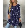 imageZeagoo Women Tops 34 Sleeve Dressy Casual Plus Size Tunics to Wear with Leggings Swing Flare TShirt Loose Blouses S3XLNavy Flowersf180