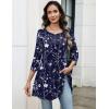 imageZeagoo Women Tops 34 Sleeve Dressy Casual Plus Size Tunics to Wear with Leggings Swing Flare TShirt Loose Blouses S3XLNavy Flowersf180