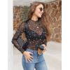 imageZeagoo Womens Mesh Long Sleeve Tops Mock Neck Going Out See Through Shirts Sexy Sheer Blouses Clubwear SXXLBlack Star