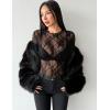 imageZeagoo Womens Mesh Long Sleeve Tops Mock Neck Going Out See Through Shirts Sexy Sheer Blouses Clubwear SXXLLace Black