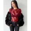 imageZeagoo Womens Mesh Long Sleeve Tops Mock Neck Going Out See Through Shirts Sexy Sheer Blouses Clubwear SXXLLace Wine Red
