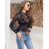 imageZeagoo Womens Mesh Long Sleeve Tops Mock Neck Going Out See Through Shirts Sexy Sheer Blouses Clubwear SXXLWs13