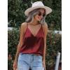 imageZeagoo Womens Silk Satin Tank Tops V Neck Sleeveless Camisole Cami Spaghetti Straps Blouse Summer Loose Racerback ShirtWine Red