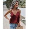 imageZeagoo Womens Silk Satin Tank Tops V Neck Sleeveless Camisole Cami Spaghetti Straps Blouse Summer Loose Racerback ShirtWine Red