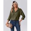 imageZeagoo Womens Tops Long Sleeve Satin Silk Button Down Shirts Casual Business Dressy Blouses Fall ClothesArmy Green
