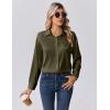 imageZeagoo Womens Tops Long Sleeve Satin Silk Button Down Shirts Casual Business Dressy Blouses Fall ClothesArmy Green