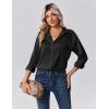 imageZeagoo Womens Tops Long Sleeve Satin Silk Button Down Shirts Casual Business Dressy Blouses Fall ClothesBlack